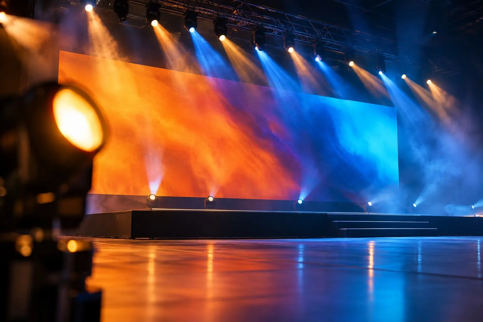 LED video wall and stage lighting rig installed for a Las Vegas event