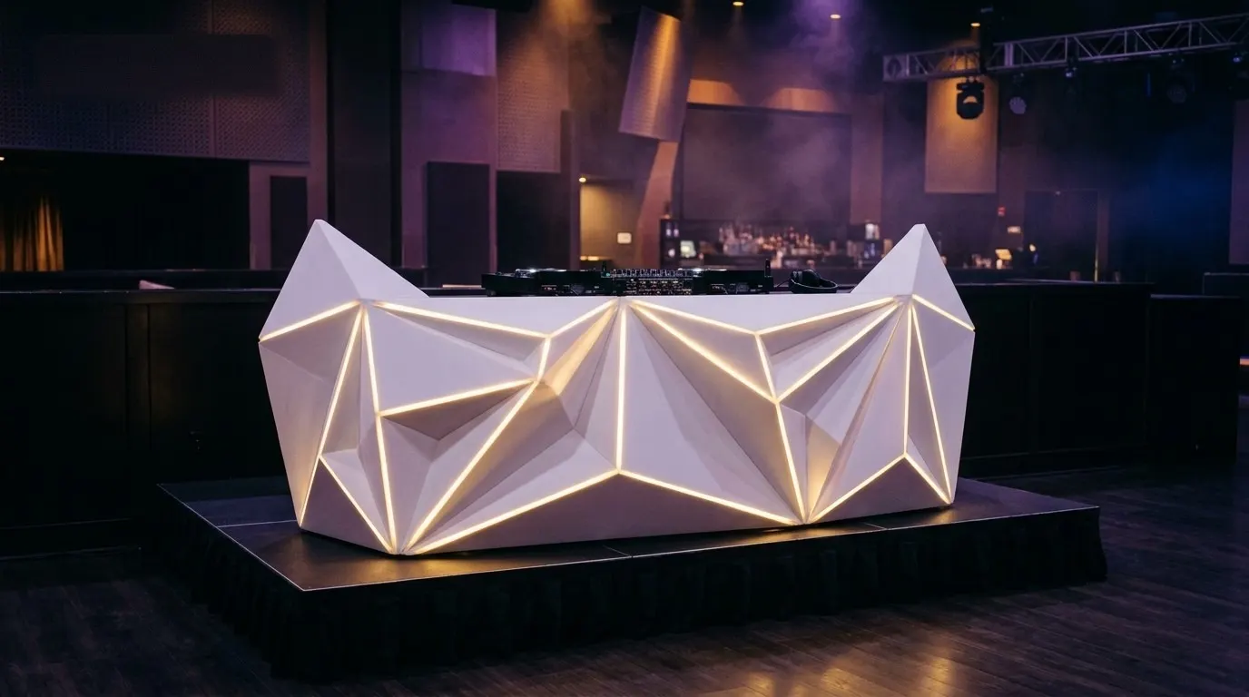 Faceted custom DJ booth: Finished build