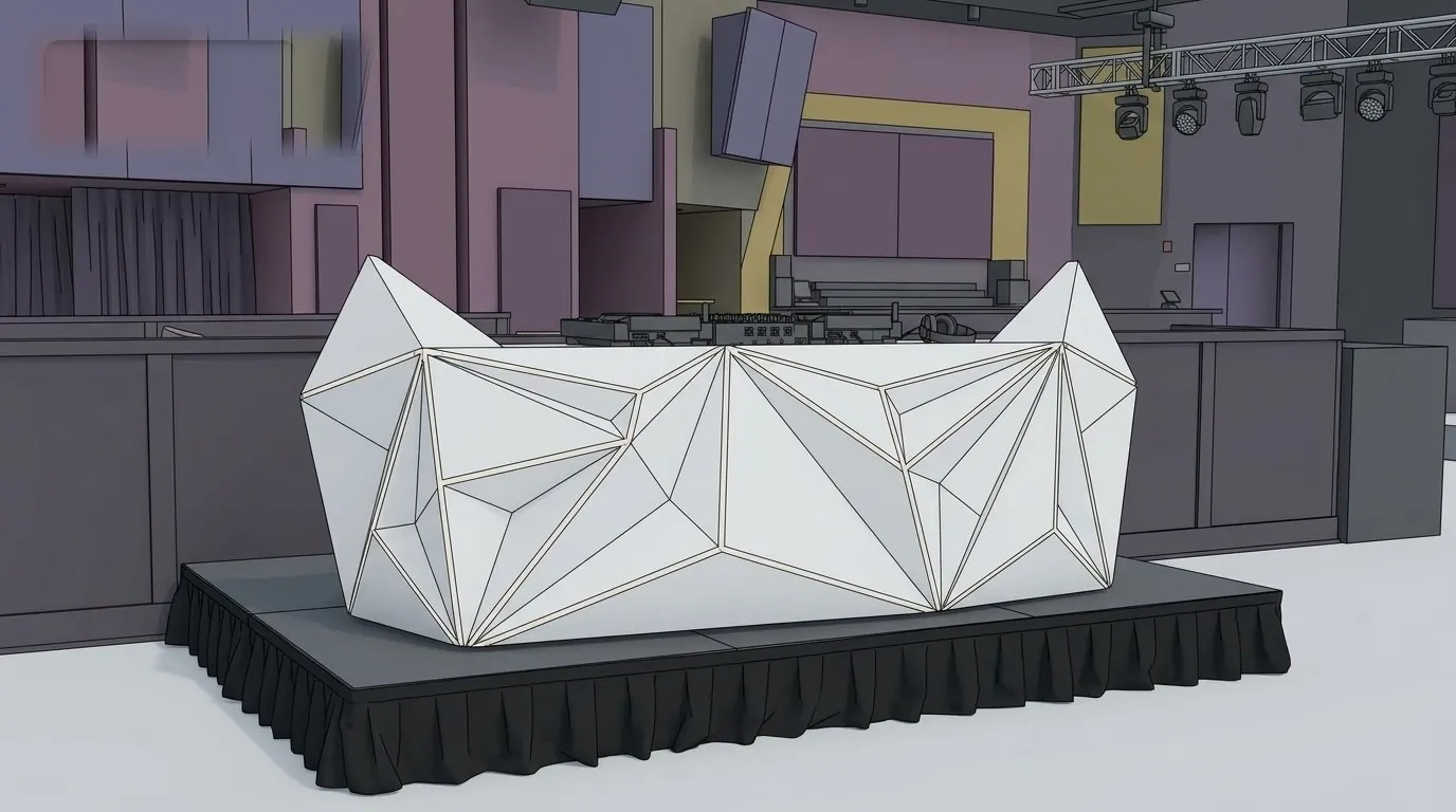 Faceted custom DJ booth: 3D rendering