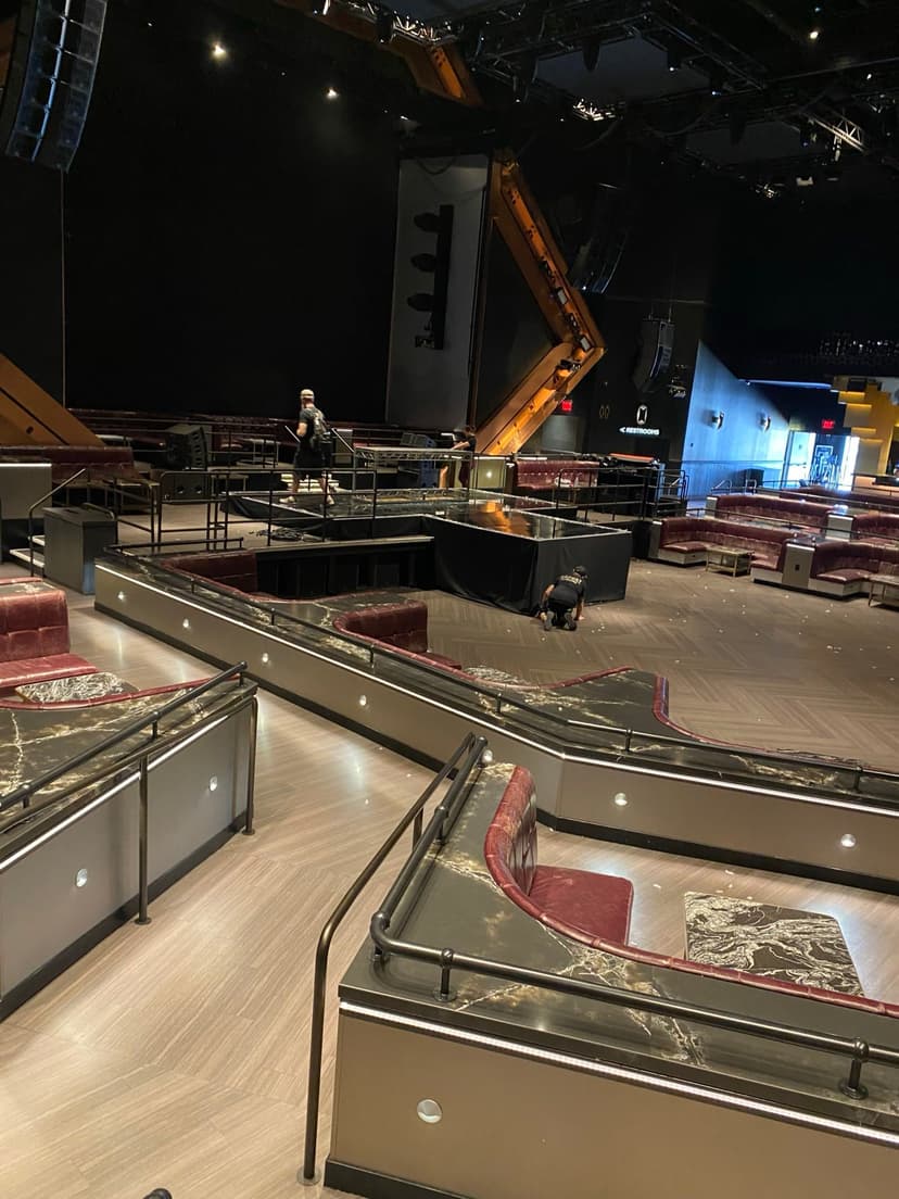 Wide view of stage installation at Las Vegas venue